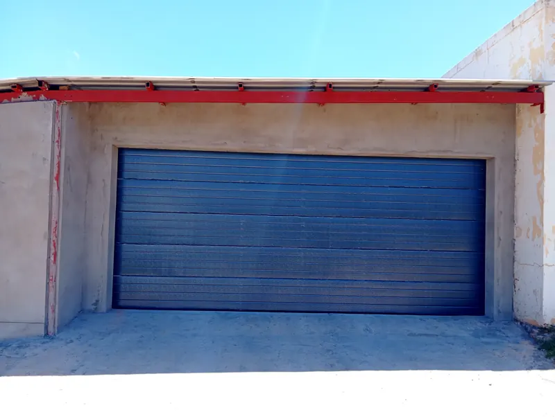 Double sectional garage door installed in a new garage